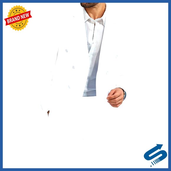 Slim Fit Seersucker Suit 2-Piece Double Breasted Tuxedo Wedding Formal
